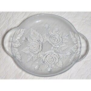 KIG Frosted Embossed Roses Buds Leaves Large Serving 12"